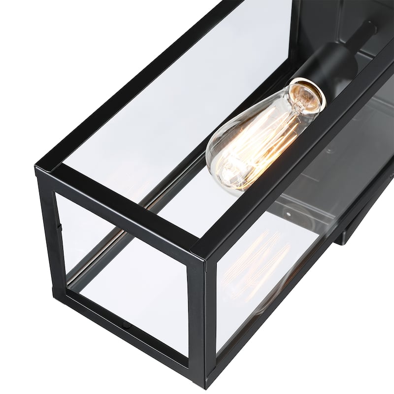 2-pack 17.7 in. 1-Light Matte Black Outdoor Wall Lantern Sconce with Clear Glass（Dusk to Dawn could be chosen）