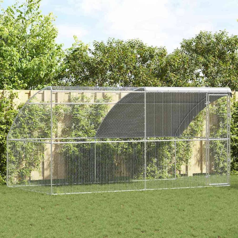 vidaXL Chicken Cage Silver 400/600/800 x 200 x 198.5 cm Galvanized steel