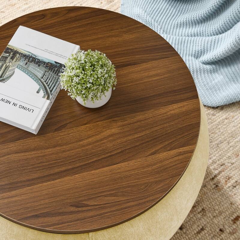 Round Storage Ottoman for End Table