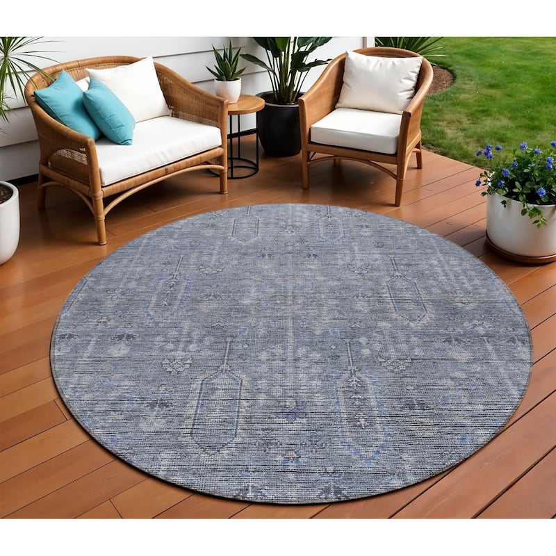 HomeRoots Southwestern Transitional Rectangle Outdoor Rug - 8' Round
