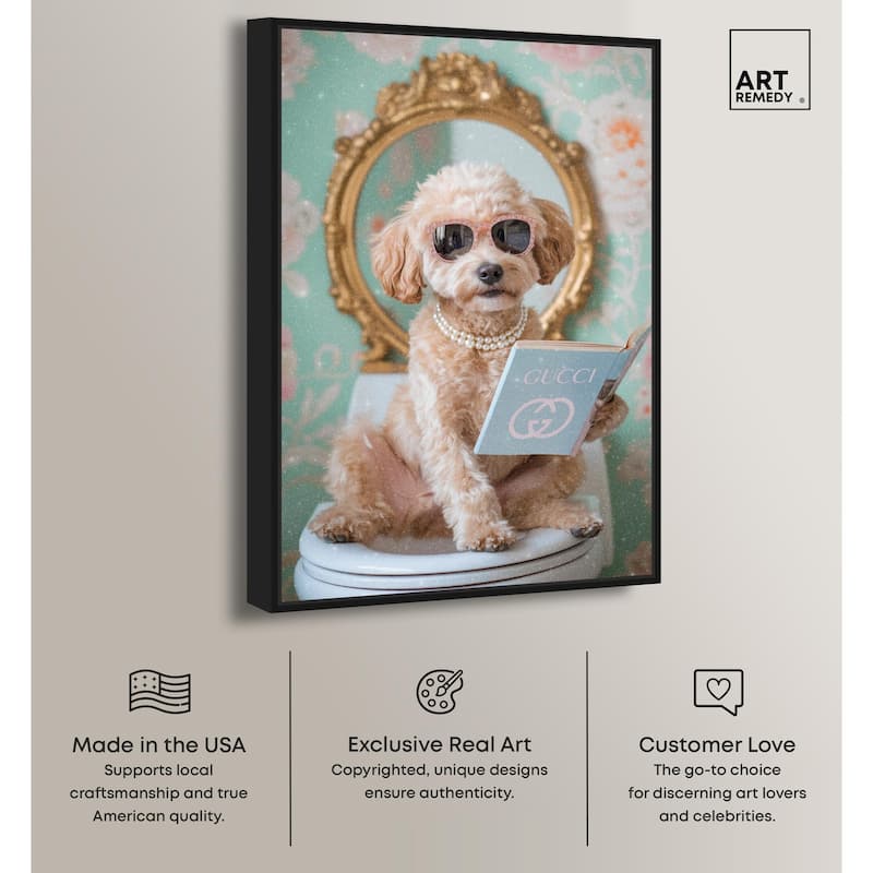 Goldendoodle Toilet Time Canvas by Art Remedy