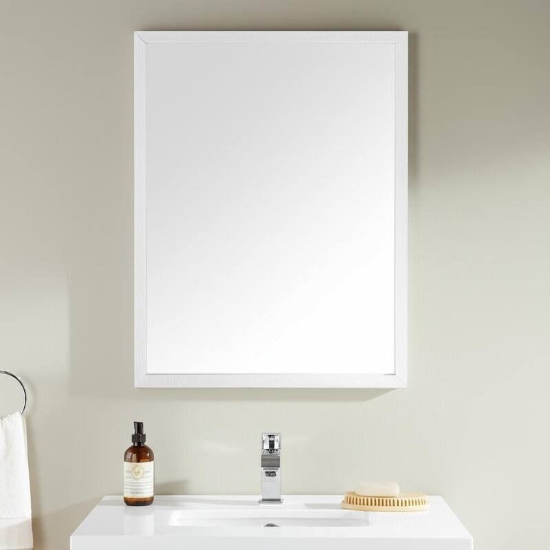 HomeRoots 42" White Framed Bathroom Vanity Mirror - 31.50 in. x 41.50 in. x 1.75 in. - 31.50 in. x 41.50 in.  x 1.75 in.