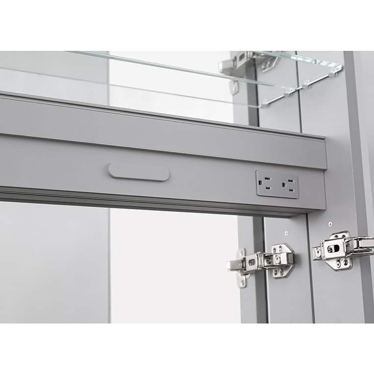 AQUADOM Royale Medicine Cabinet Defogger, 3X LED Lighted Vertically Adjustable Magnifying Mirror, Electrical Outlets.