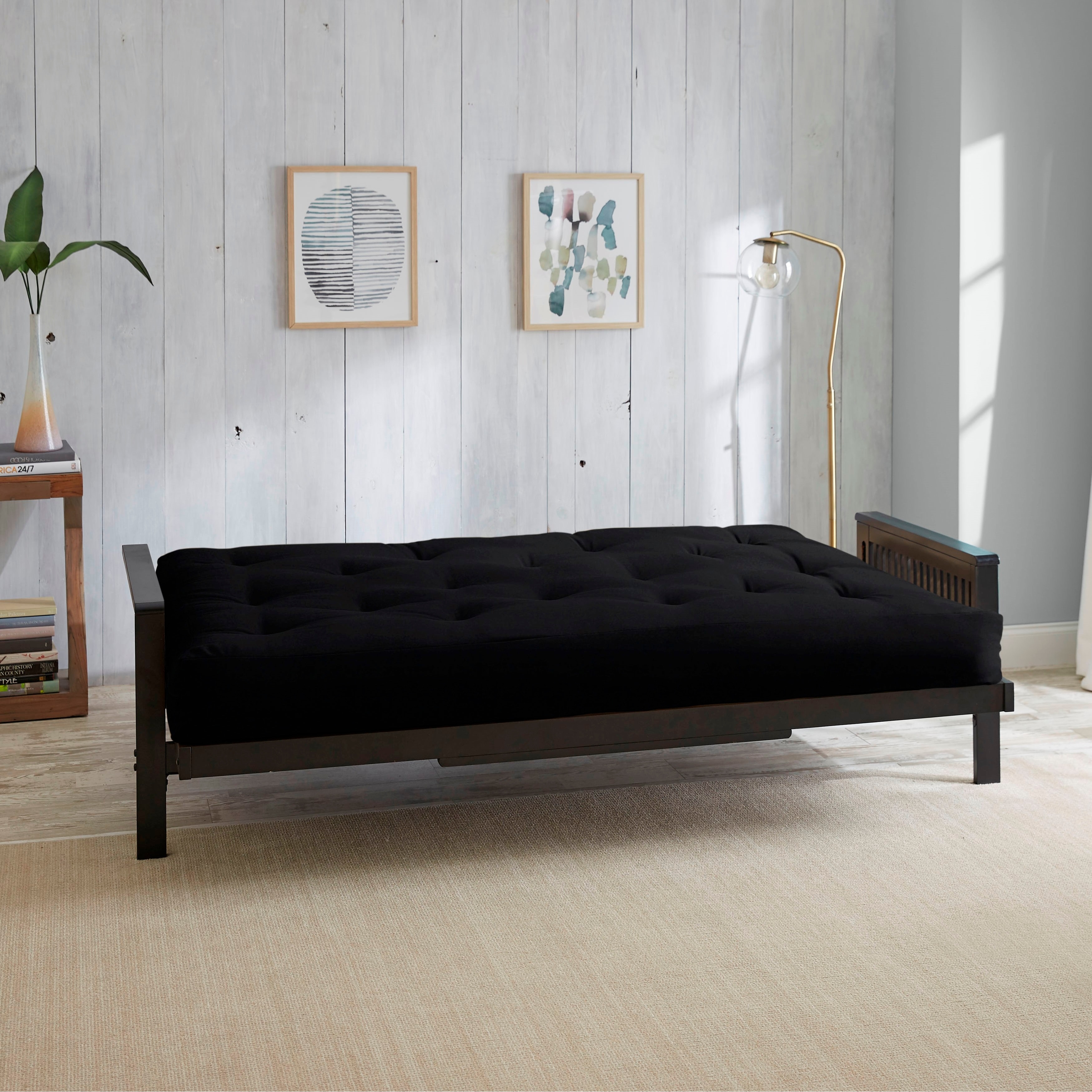 Queen Size 12 inch Black Suede Futon Mattress On Sale Bed Bath