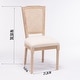 preview thumbnail 3 of 10, Square Rattan Back Dining Chair Set of 2, Cream Linen Fabric Chairs