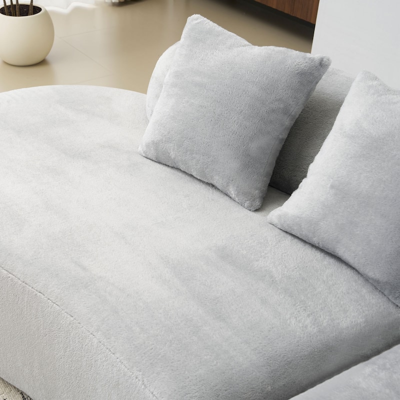Modern And Simple Curved Flannelette Sofa.Creative Multi-Seater,With A Combination Of Pillows