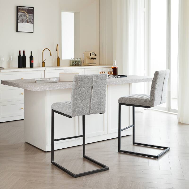 2 Sets Bar Stool - Fabric Chair with Sturdy Metal Frame, Stylish & Comfortable Seating for Kitchen Island, Living Room