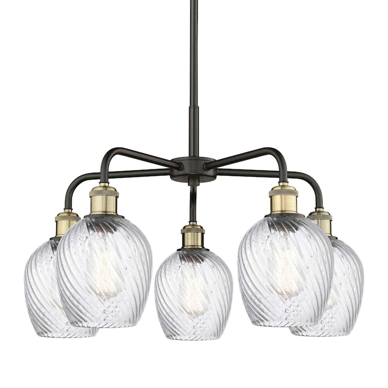Innovations Lighting 516-5CR-15-23 Salina Chandelier Salina 5 Light - Black Antique Brass / Clear Spiral Fluted