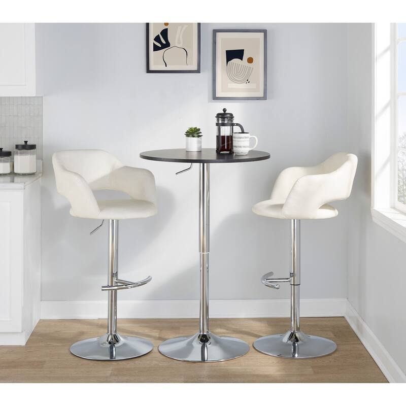 Porch & Den Vallen Adjustable Faux Leather Bar Stool with Rounded T Footrest (Set of 2)