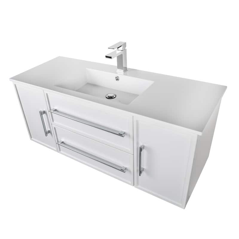 Milano Collection 48" Wall Mount Modern Shaker Bathroom Vanity Cabinet with Sink and Drawers