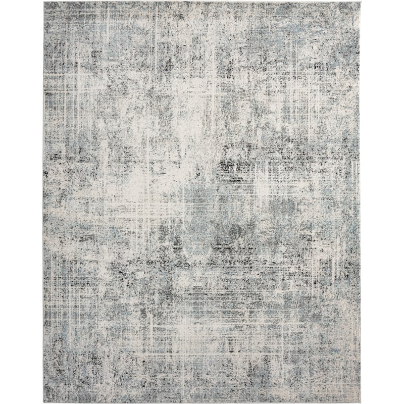 Theory Distressed Dusty Blues / Greys Abstract Area Rug