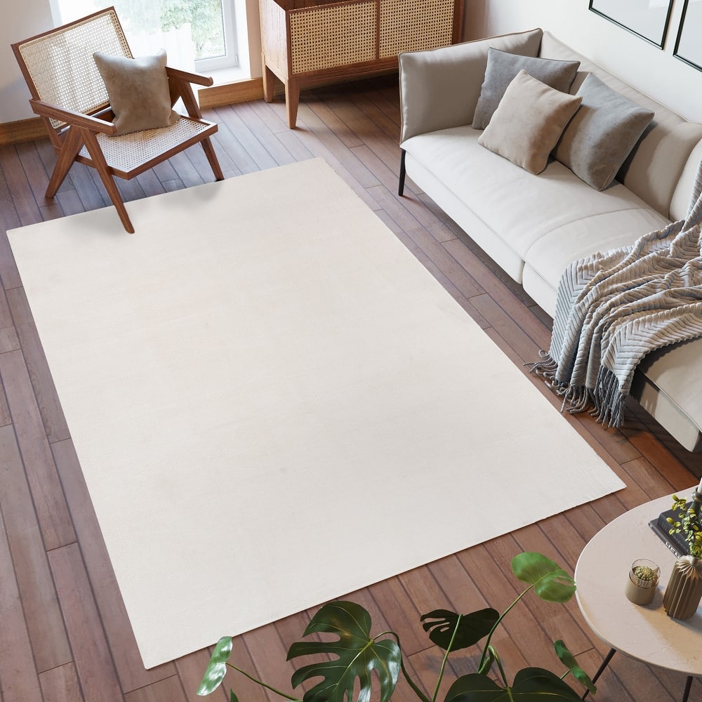 Cadence Tonee Plush Polyester Solid Color Non-Slip Super-Soft Shag Indoor Area Rug