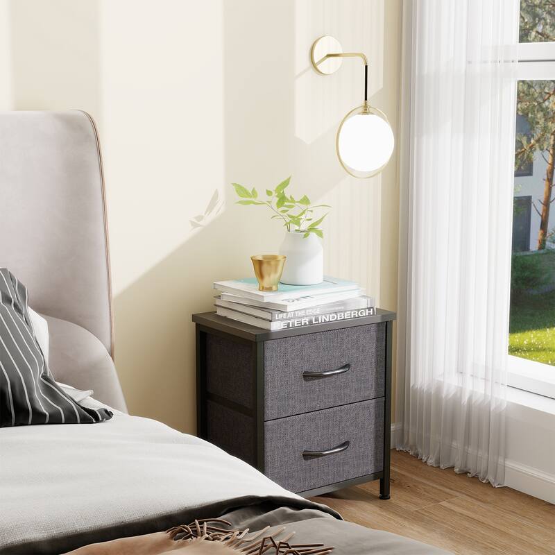 2-Fabric Drawer Nightstand Small Dresser Bedroom End Table for Closet, Entryway (2 Pack)
