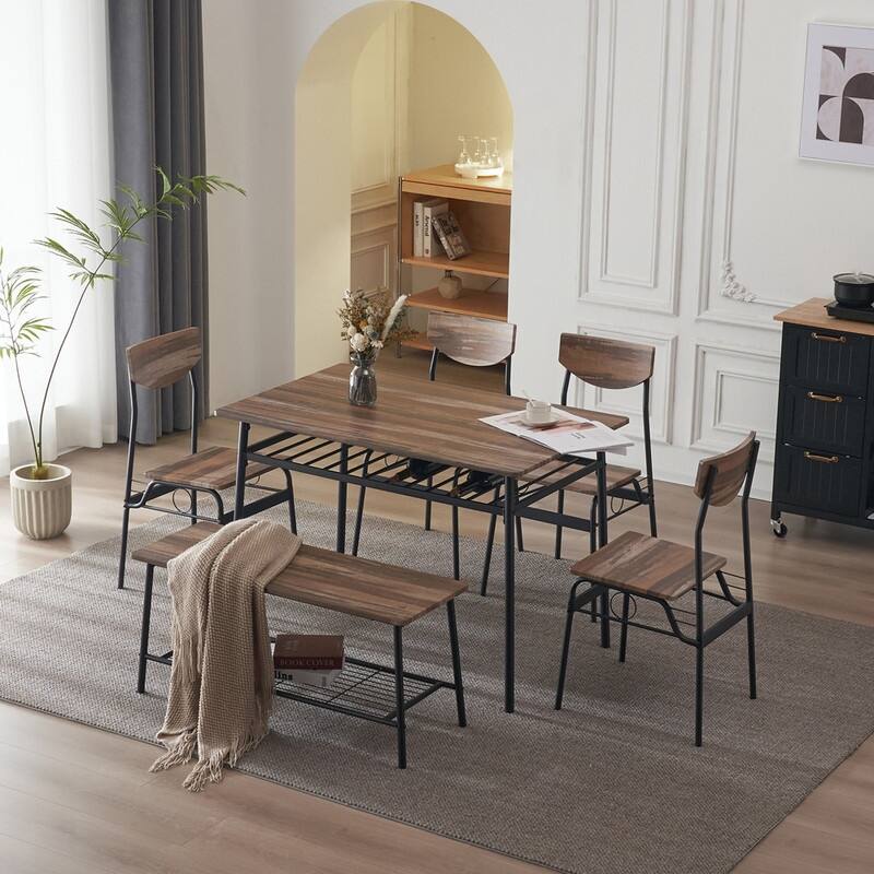 Steel Frame 6-Piece Modern Dining Set for Kitchen