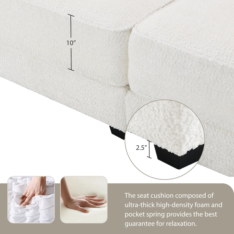 81" Chenille Modular Sectional Sofa 4-Seat Convertible Sleeper with Ottoman and Deep Seating