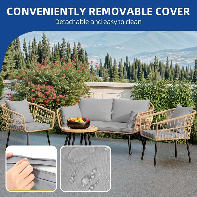 Moasis Outdoor Patio All-Weather Wicker Loveseat/Bistro Set/Sectional Sofa with Cushions and Lumbar Pillows
