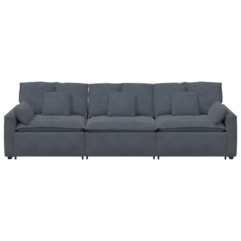 vidaXL Modular Sofa Dark Grey Velvet (100% Polyester), Foam, Metal - 41.3 x 127.6 x 25.2 in