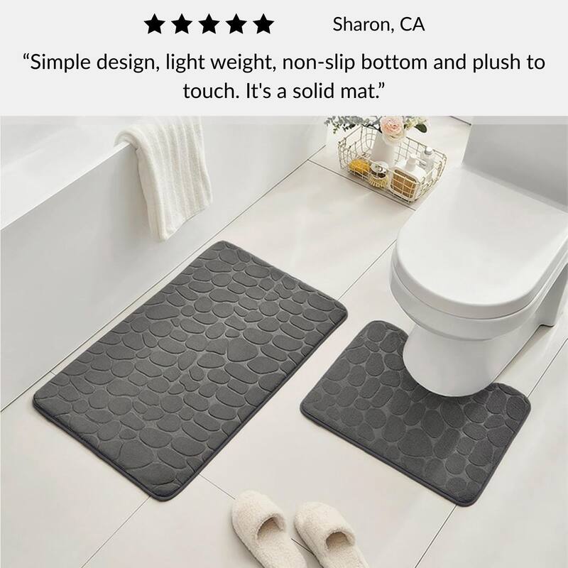 Memory Foam Contour Bath Mat Pebble Design 18x20