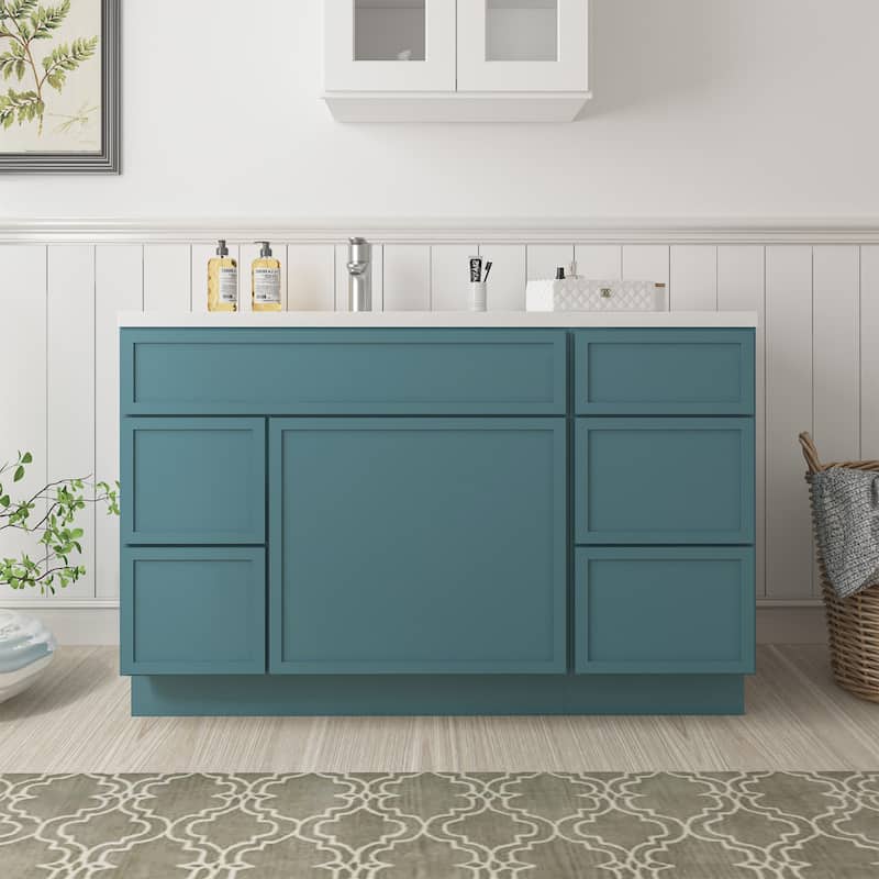 Vanity Art 51" Birch Freestanding Bathroom Vanity Cabinet without Top - Green