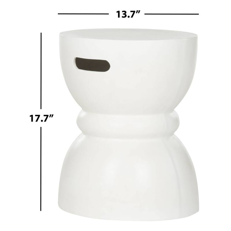 SAFAVIEH Haruki Concrete Accent Table (Ivory) - 13.7" x 13.7" x 17.7"