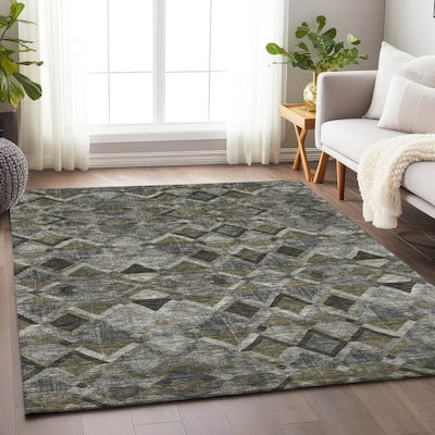 Machine Washable Indoor/ Outdoor Boho Modern Chantille Rug