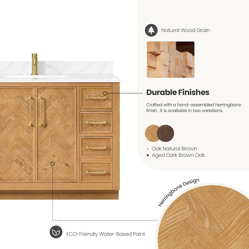 Jakarta Bath Vanity with Quartz Stone Top without Mirror