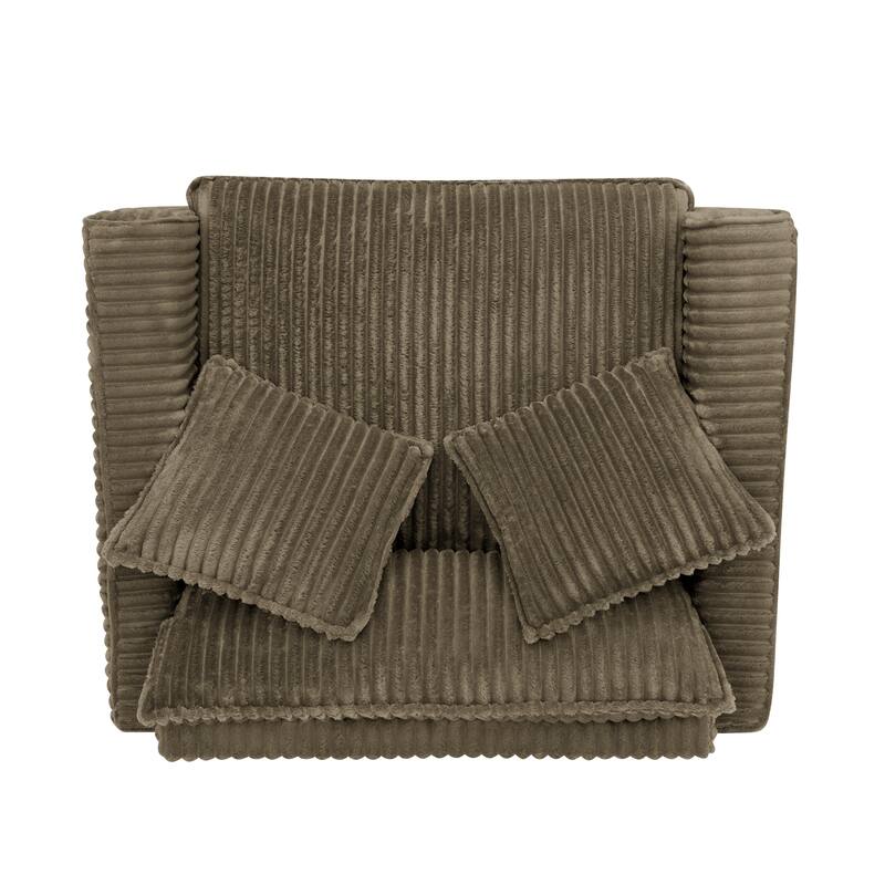 Roomfitters Corduroy Accent Chair with Pillow, Oversized Single Sofa Chair with Armrests and Soft Cushion, Modern Lounge Chair