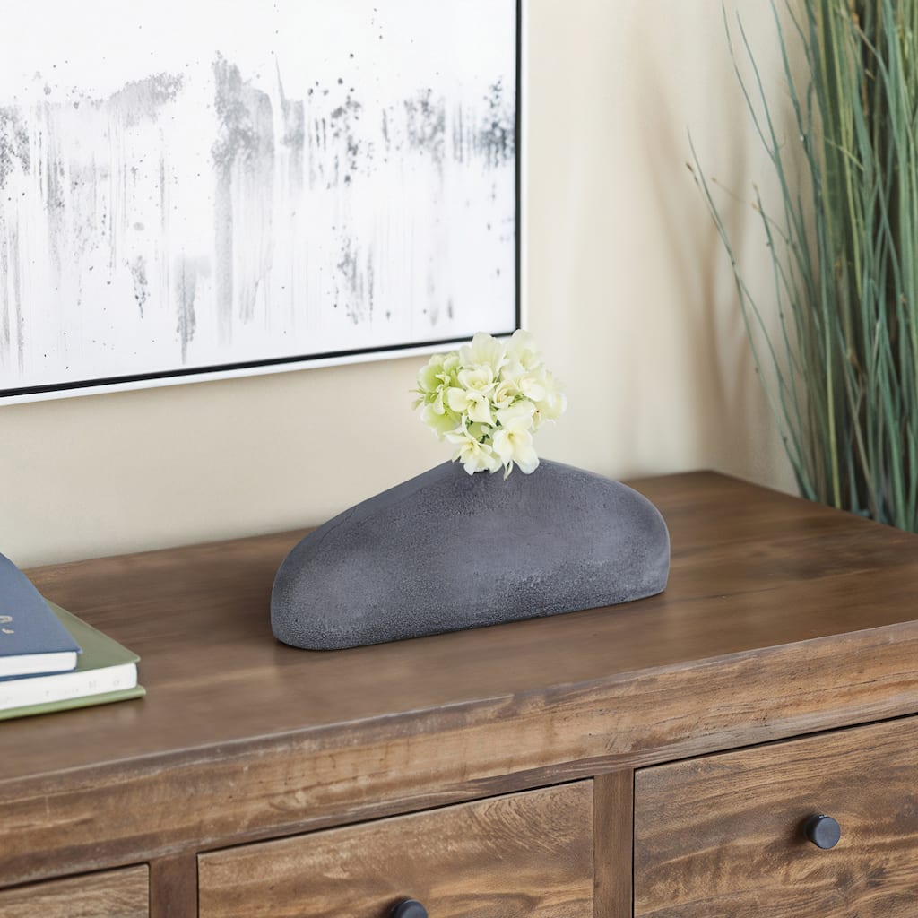 Decorative Sleek Sculptural Metal Vase - Contemporary Flower Vase
