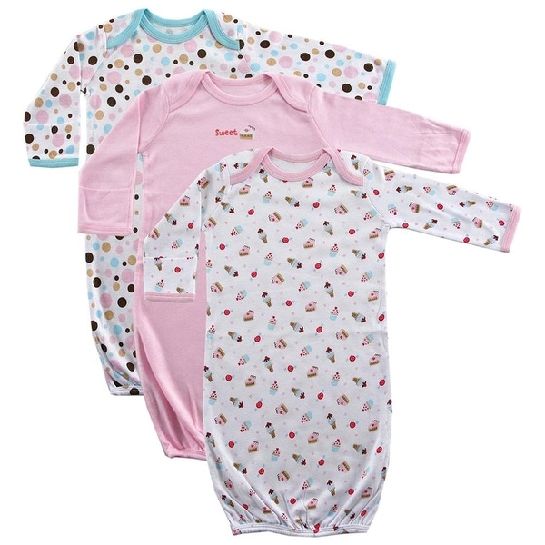 Luvable Friends Girls Sweet Gown 3-Pack - Pink - 0-6 months