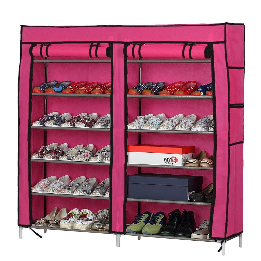 Pink Lattice Six Shelf Hanging Storage