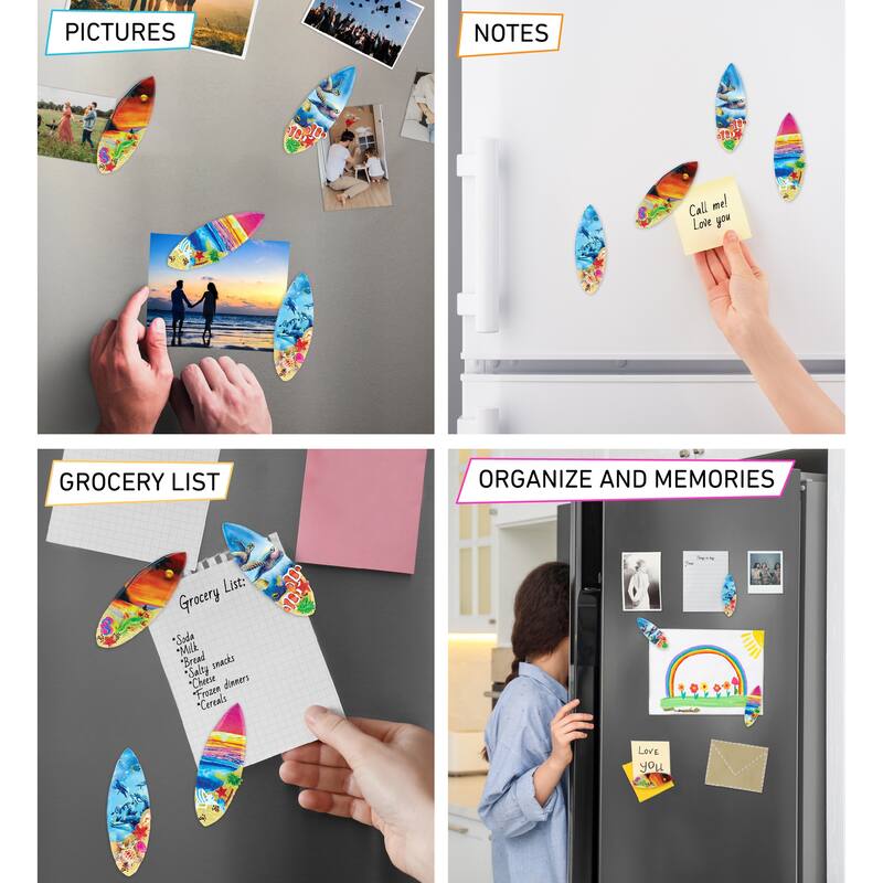 CoTa Global Surfboard Refrigerator Summer Magnets Set of 4 - 0.5″L x 1.7″W x 4.25″H.