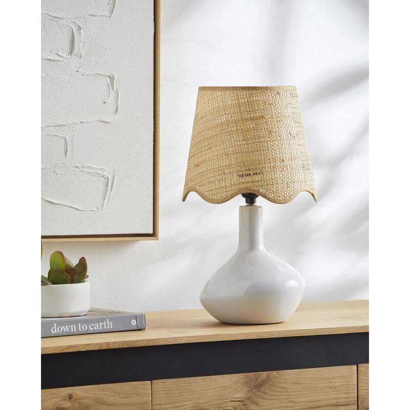 Livabliss Aviara Rustic Accent Table Lamp - White/Wheat