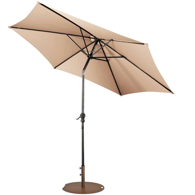 Gymax 9 Ft Patio Table Market Umbrella Yard Outdoor w/ Heavy-duty - Beige