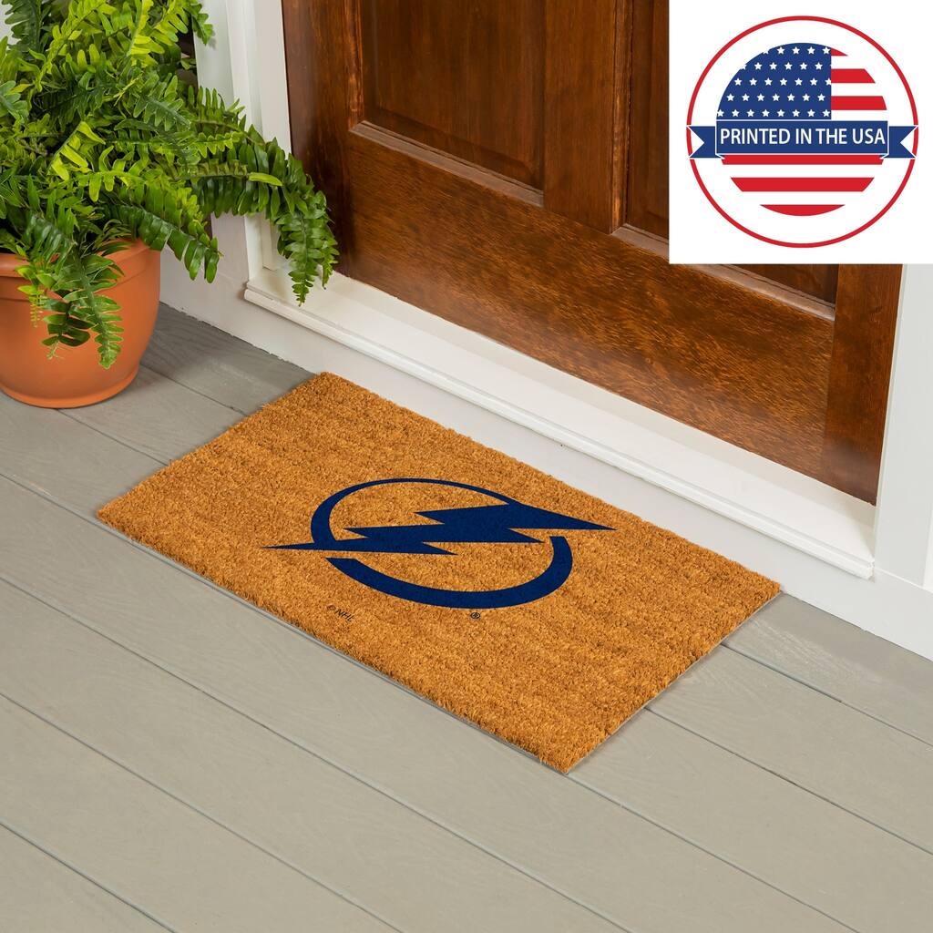 Coir Door Mat, 16"x 28", Tampa Bay Lightning - 28" x 16"