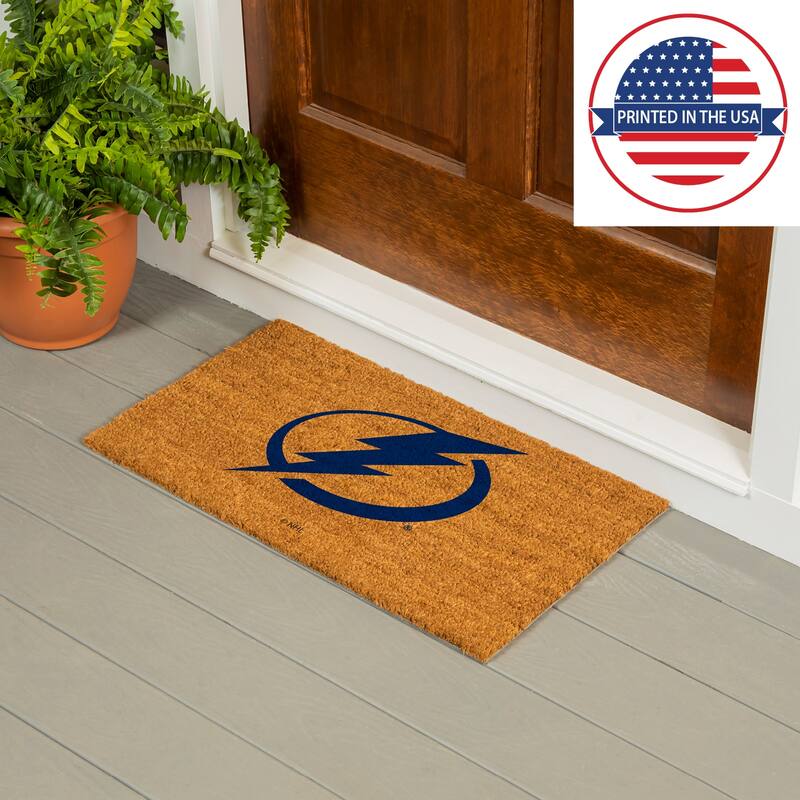 Coir Door Mat, 16"x 28", Tampa Bay Lightning - 28" x 16"