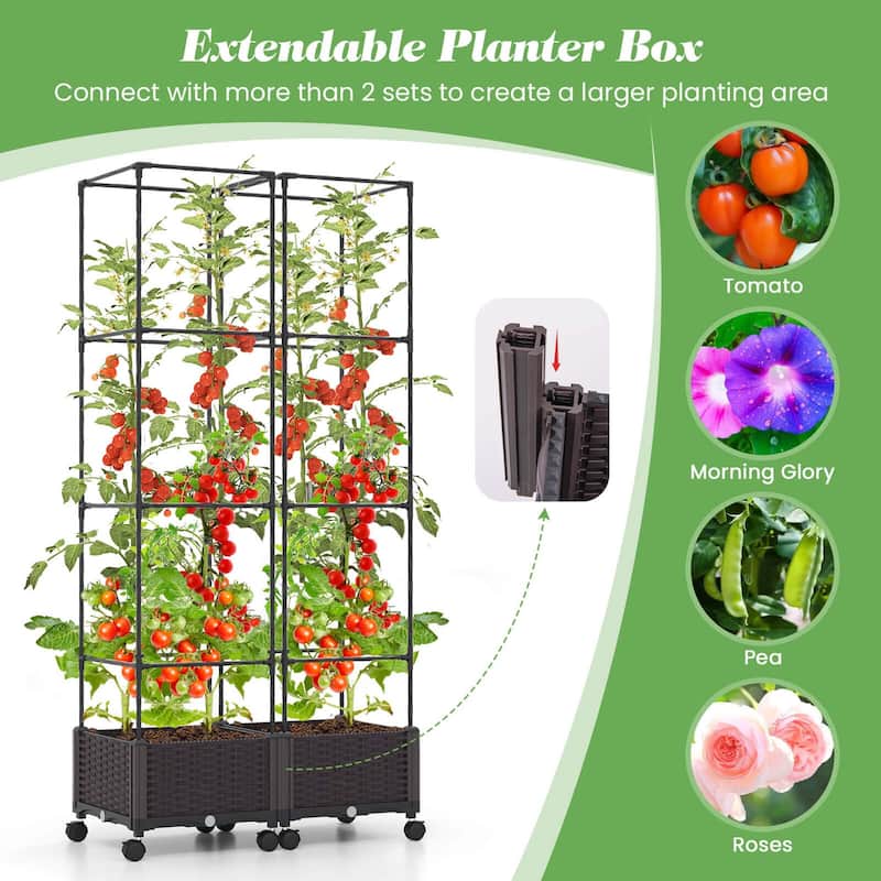 Costway 1/2 PCS 67" Planter Raised Garden Bed with Planter Box
