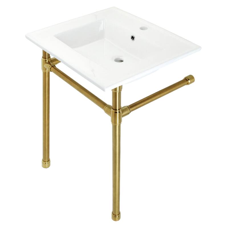 Kingston Brass Dreyfuss 25" Wide Console Sink Set - White / Brushed Brass