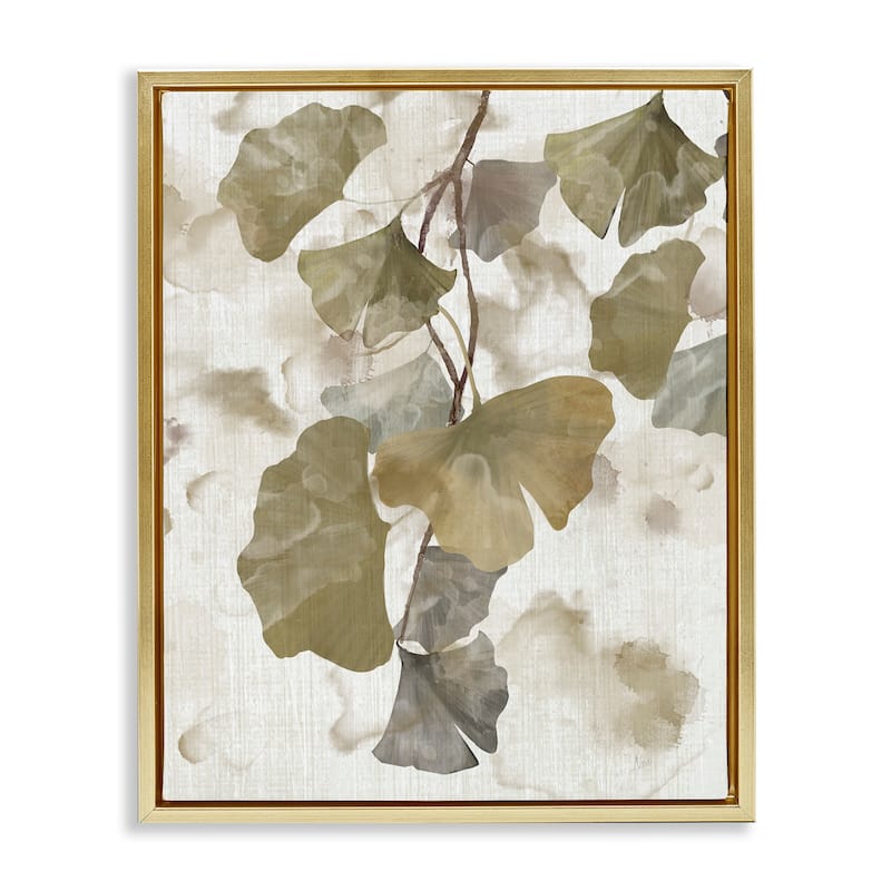 Stupell Rustic Ginkgo Leaves Framed Floater Canvas Wall Art Design by Nan