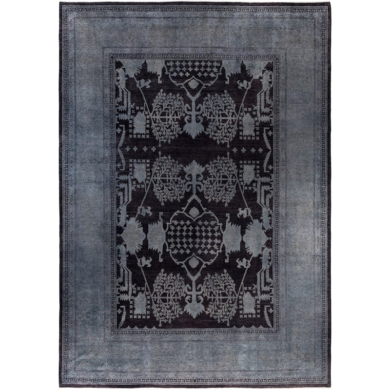 Overdyed One-of-a-Kind Hand-Knotted Area Rug - Black - 10' 5" x 14' 8"