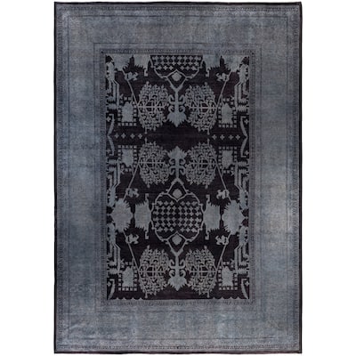 Overdyed One-of-a-Kind Hand-Knotted Area Rug - Black - 10' 5" x 14' 8"