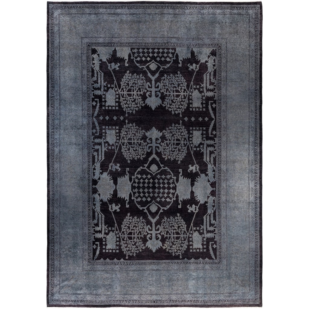 Overdyed One-of-a-Kind Hand-Knotted Area Rug - Black - 10' 5" x 14' 8"