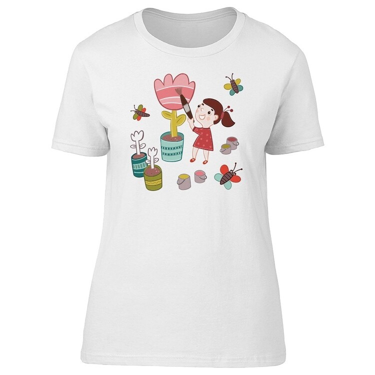 Shop Cte Girl Painting Flowers Tee Women S Image By Shutterstock Overstock 22472490