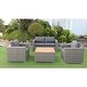 preview thumbnail 1 of 3, Miami 4-Piece Patio Seating Rattan Wicker Love Seat Set With Olefin Cushions And Coffee Table Outdoor - Grey