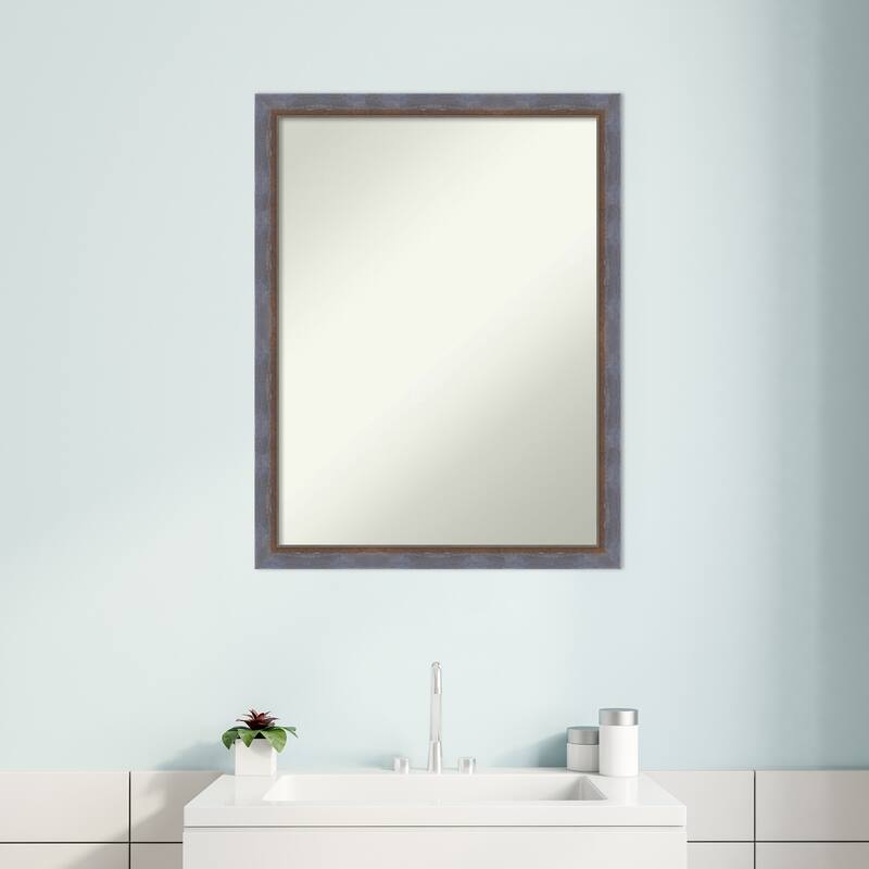 Two Tone Non-Beveled Wood Framed Bathroom Vanity Wall Mirror