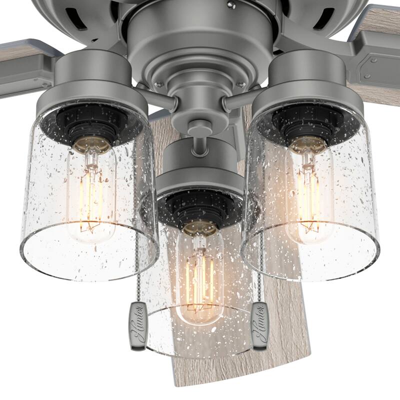 Hunter 52" Hartland Ceiling Fan with 3-Light LED Light and Pull Chains - Farmhouse, Transitional