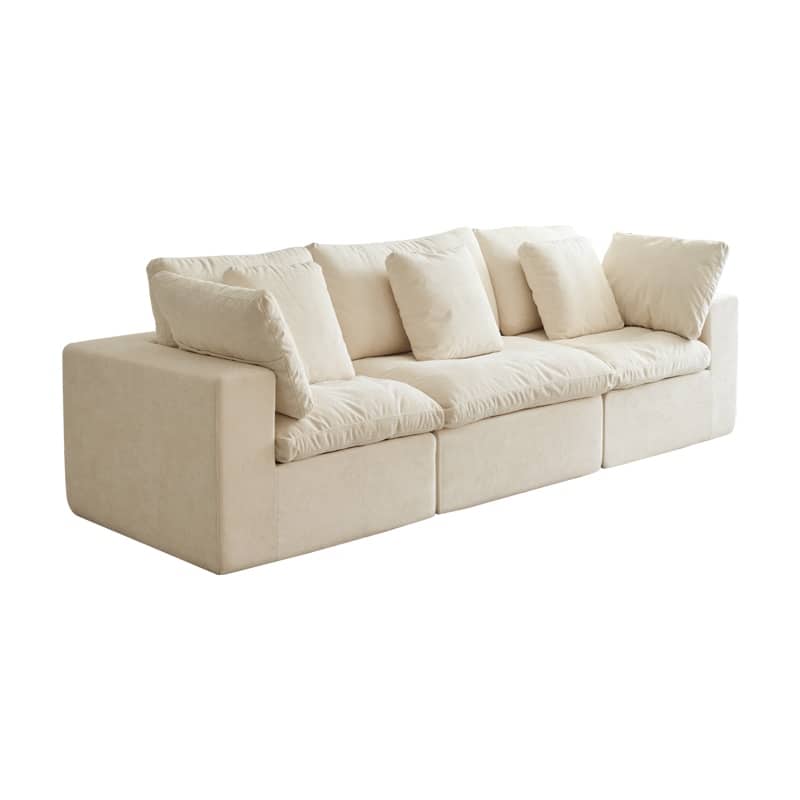 Modular Sectional Sofa with 33D High Density Sponge, Waterproof Flannel Fabric Compression Couch with Square Arms and Pillows