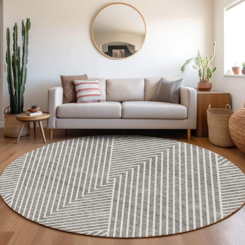 Premium Washable Super Soft Modern Geo Mayfield Rug - Gray - 8' x 8'