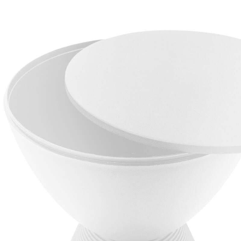 Boyd Round Side Table with Ribbed Design Base - Accent Hourglass End Table with Removable Lid for Living Room & Bedroom