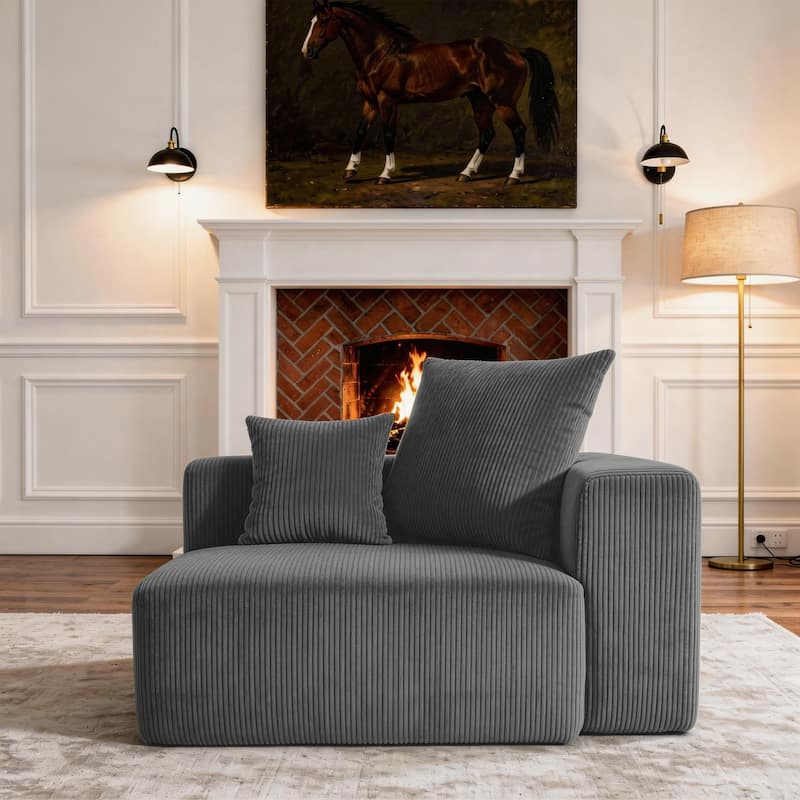 Corduroy Upholstered Modular Sectional Sofa with Ottoman