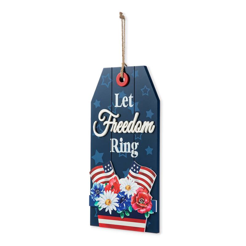 Glitzhome Patriotic/Americana Wooden Flag Sign Door Hangers Decor